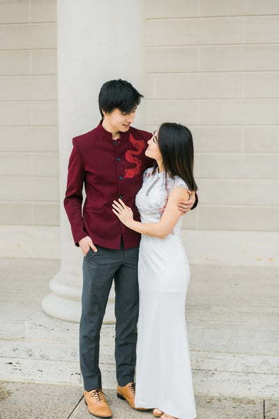 Chinese Wedding Groom Outfit, Tang Suit, Mandarin Collar Jacket, Song Jacket